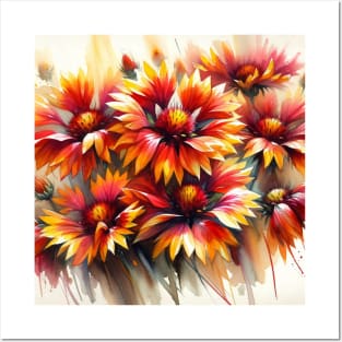 Vibrant Gaillardia Decor - Watercolor Flower Posters and Art